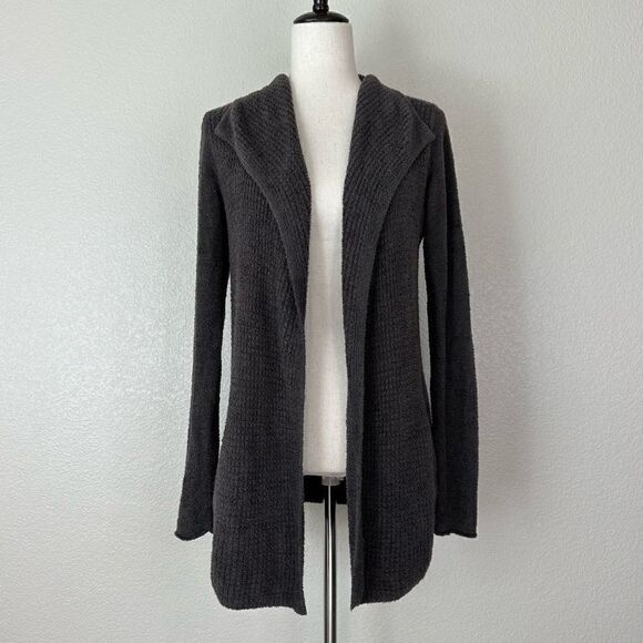 Barefoot Dreams Cozychic Lite Charcoal Gray Open Front Cardigan, Sz Medium - Picture 2 of 13